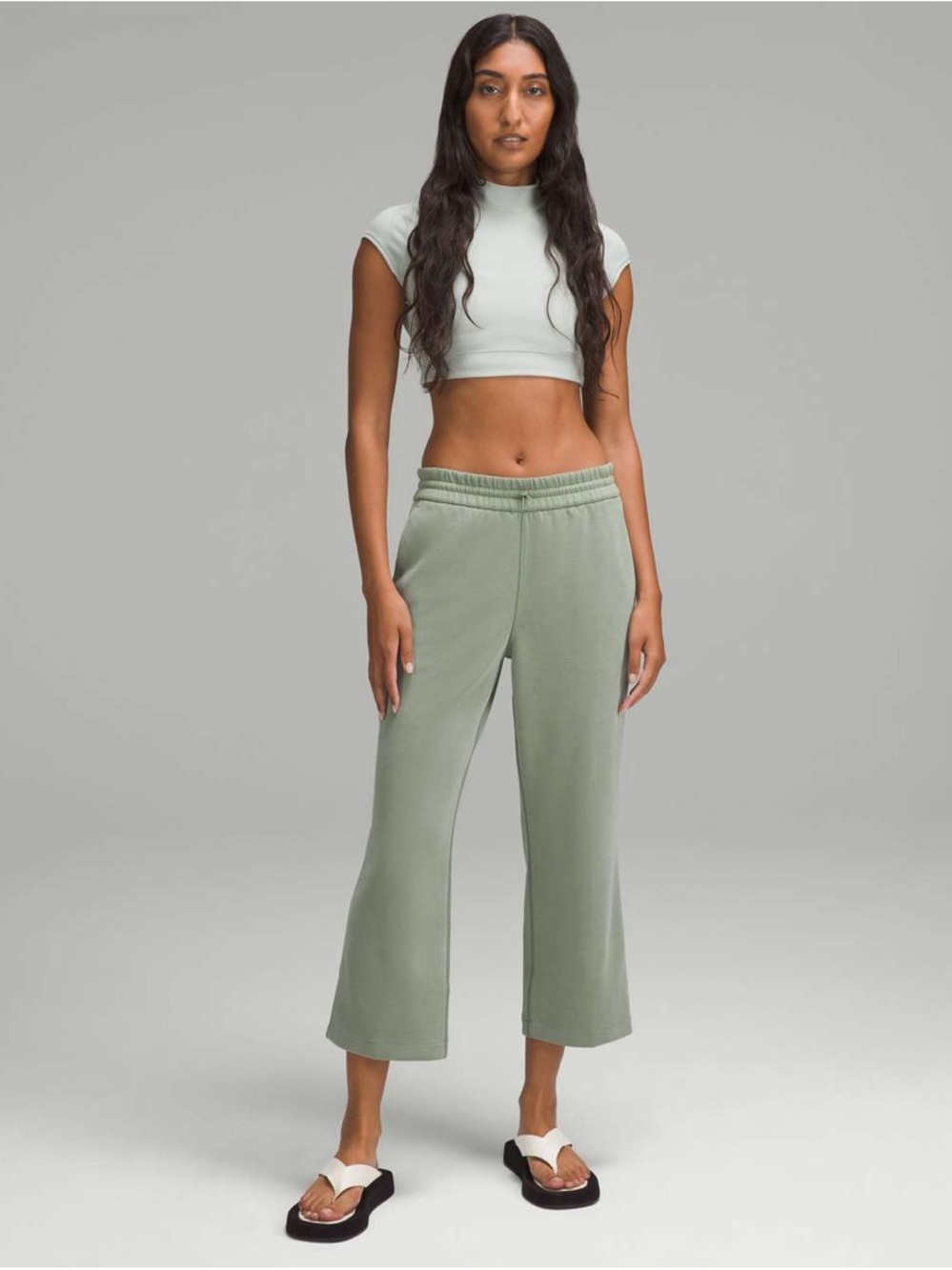 Lululemon Ribbed Softstreme Mid-Rise Wide-Leg Cropped Pant 25"
